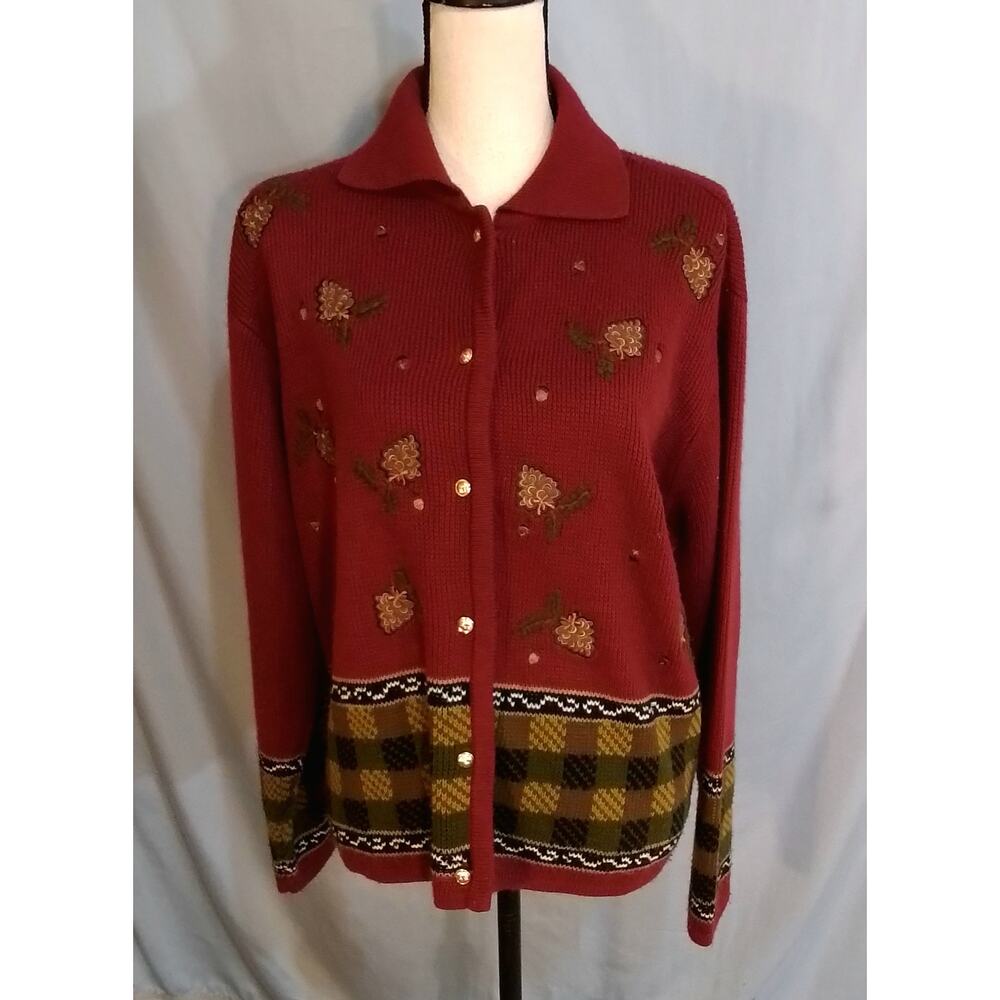 CRYSTAL KOLE , autumn rust color sweater / cardigan